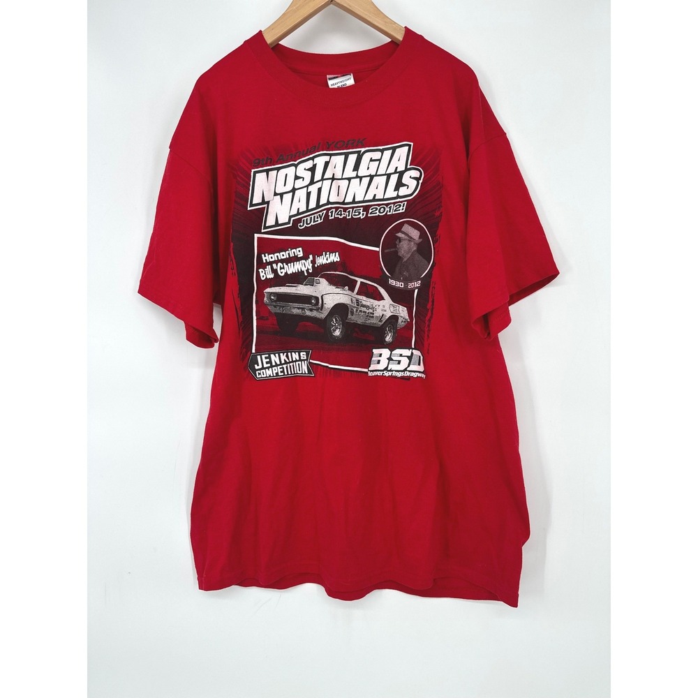 Nostalgia Nationals Racing T Shirt Men XL Red Drag Racing Graphic Jerzees
